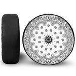 White Paisley Bandana Print Tire Cover With Camera Hole