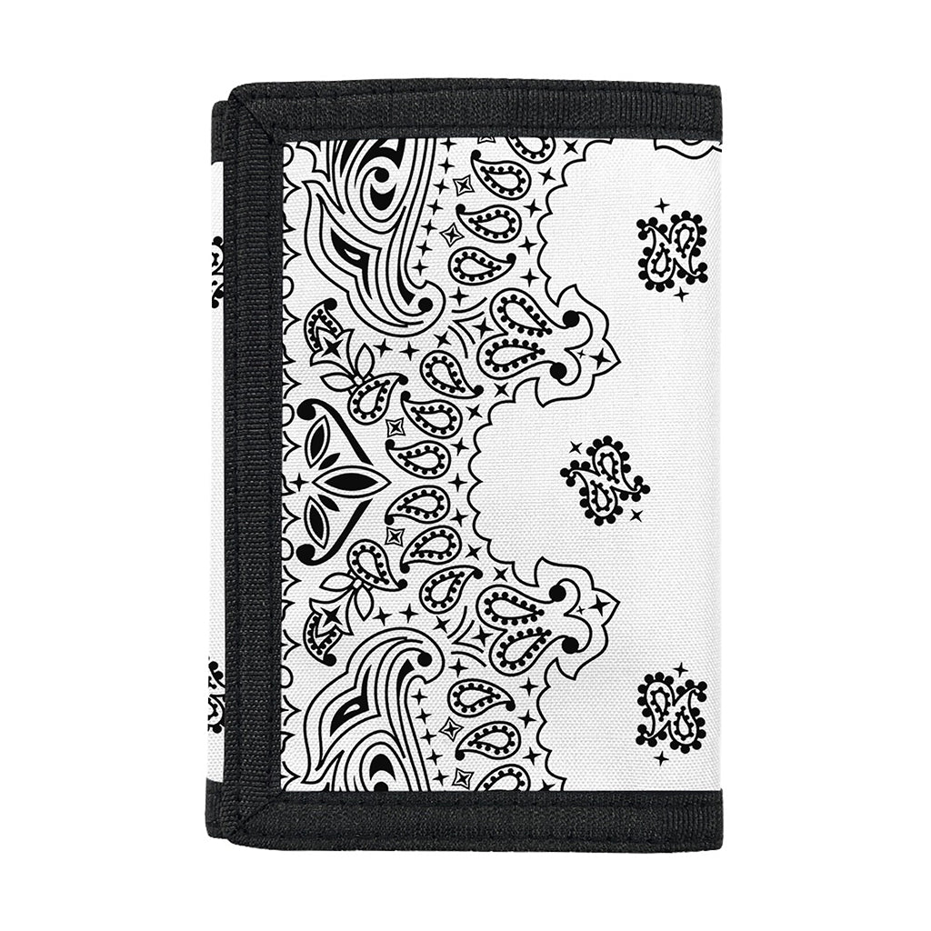 White Paisley Bandana Print Trifold Wallet