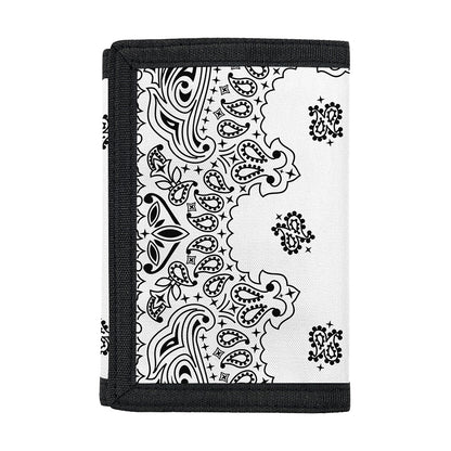 White Paisley Bandana Print Trifold Wallet