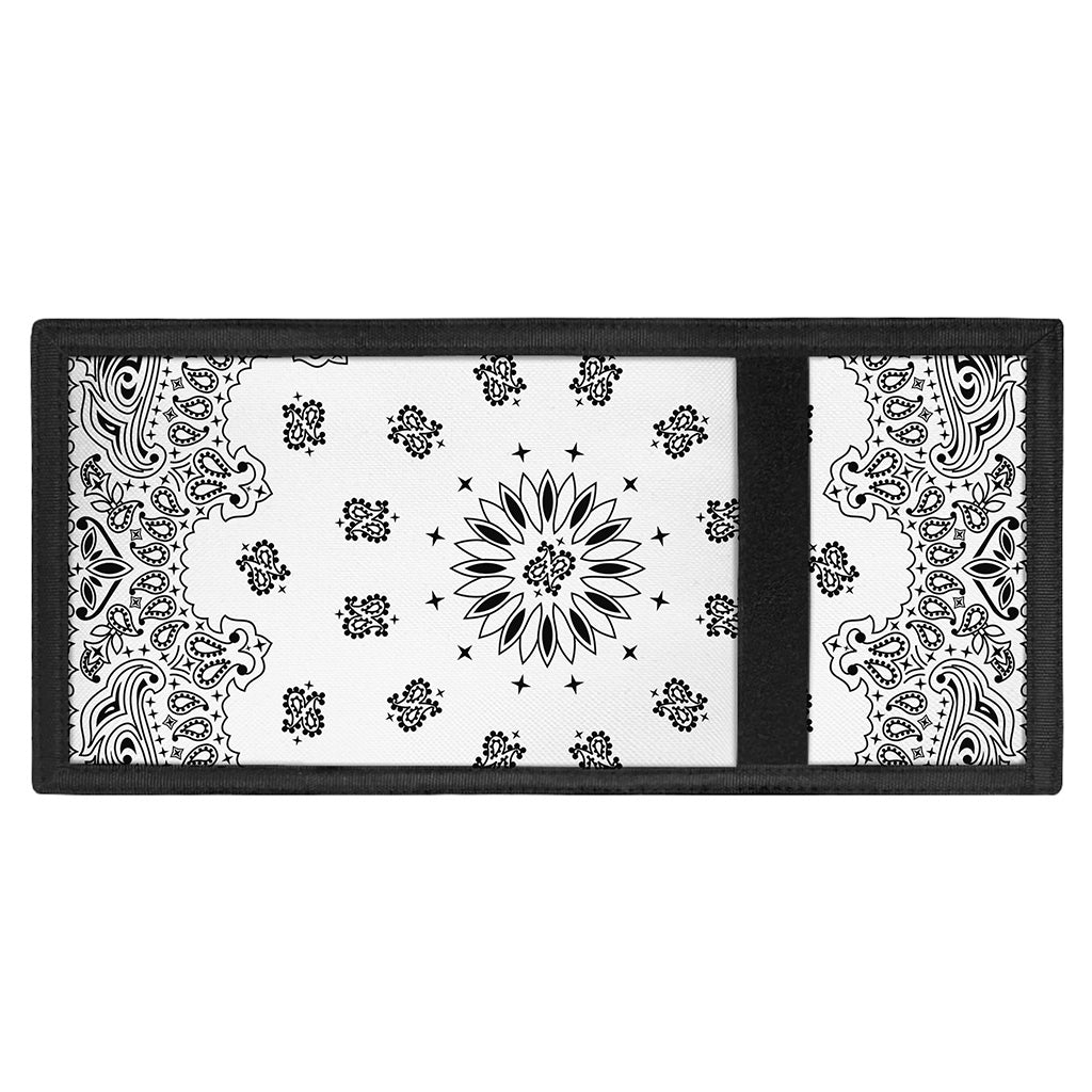 White Paisley Bandana Print Trifold Wallet
