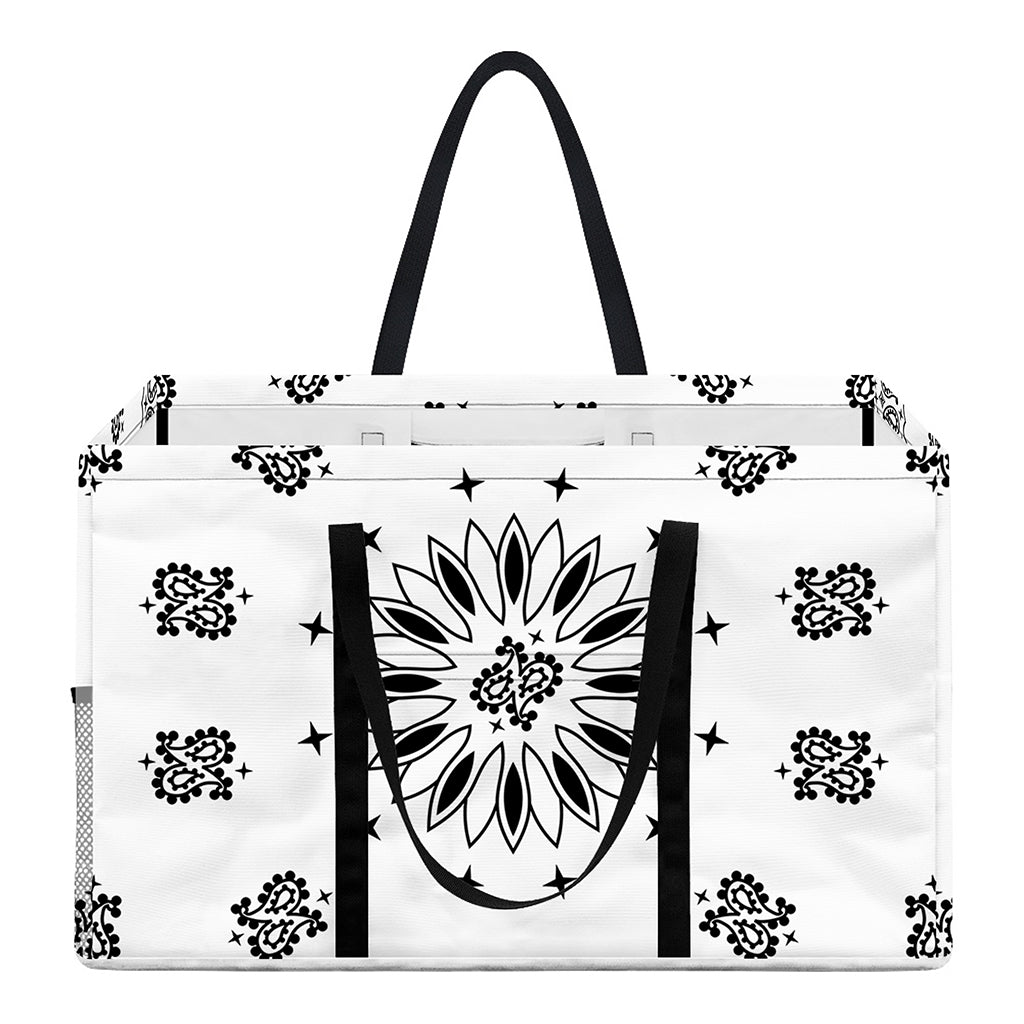 White Paisley Bandana Print Utility Tote Bag