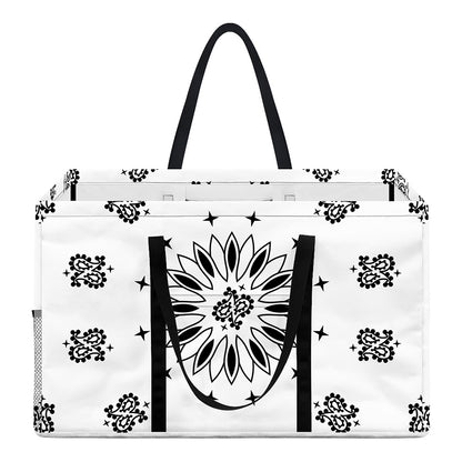 White Paisley Bandana Print Utility Tote Bag