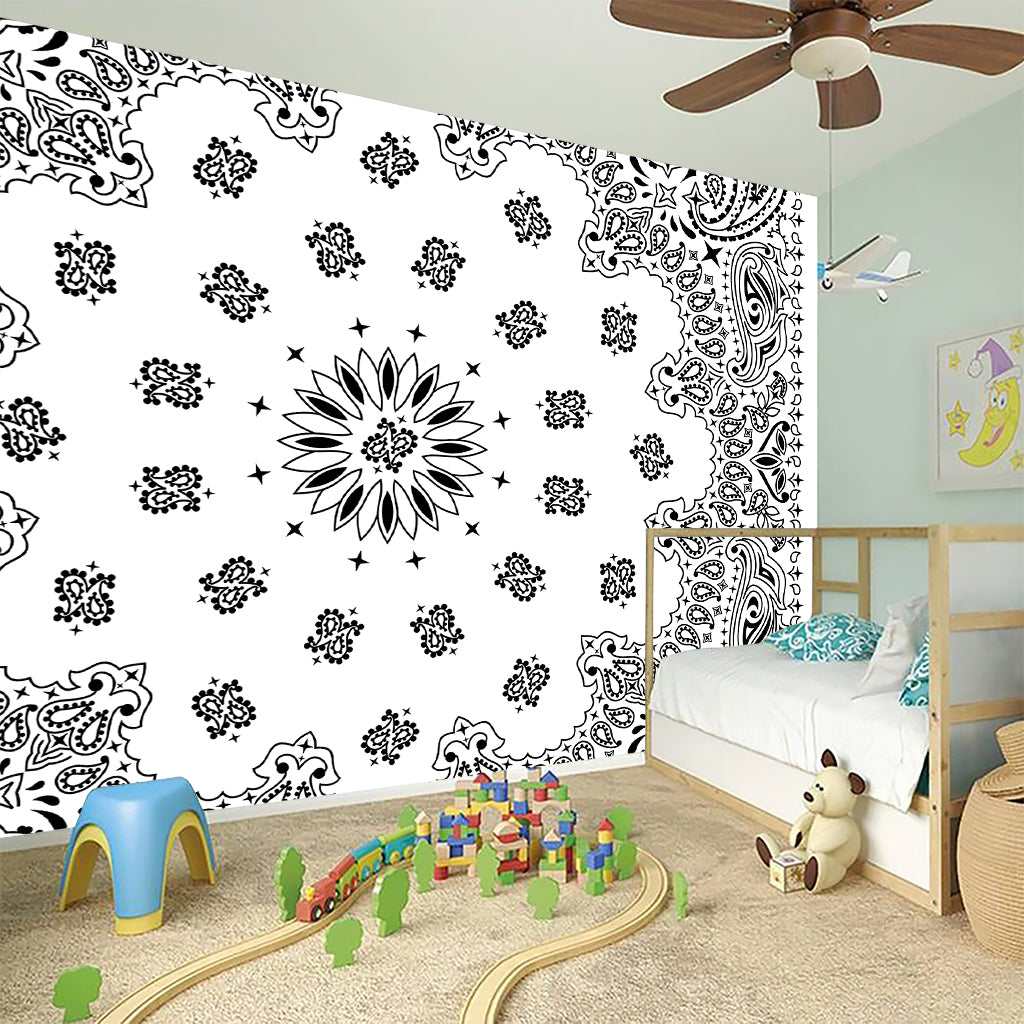 White Paisley Bandana Print Wall Sticker