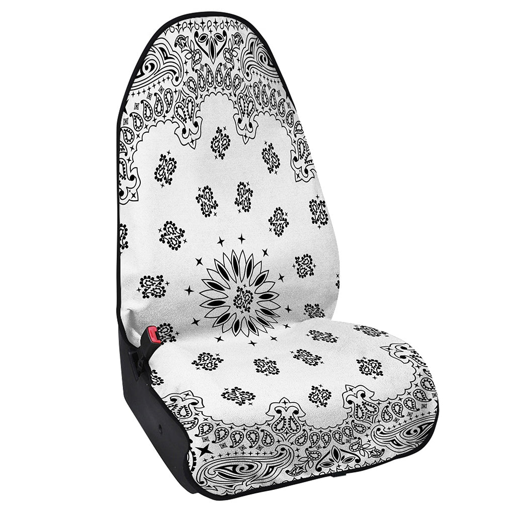 White Paisley Bandana Print Waterproof Car Seat Cover