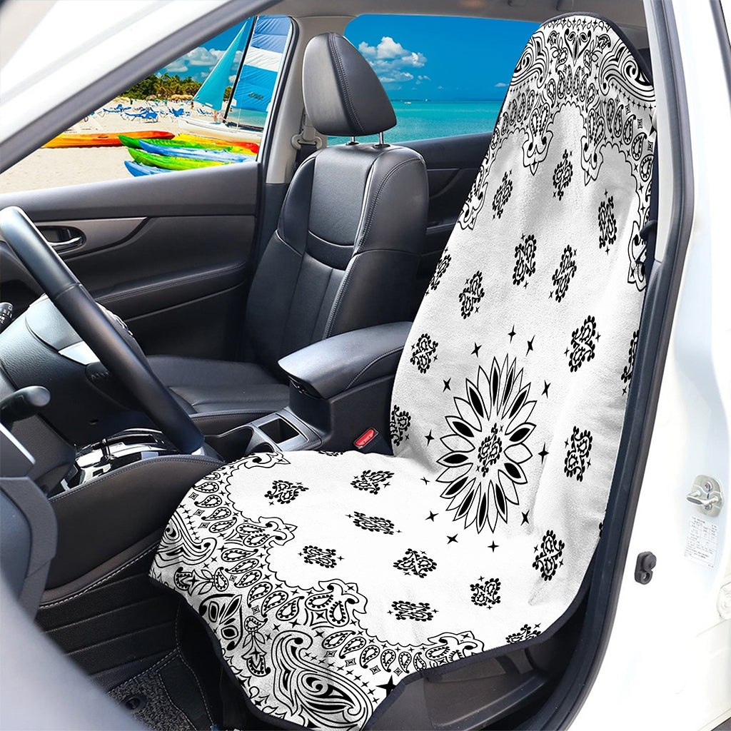 White Paisley Bandana Print Waterproof Car Seat Cover