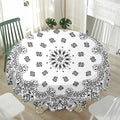 White Paisley Bandana Print Waterproof Round Tablecloth