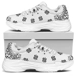 White Paisley Bandana Print White Chunky Shoes