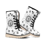 White Paisley Bandana Print Winter Boots