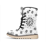 White Paisley Bandana Print Winter Boots