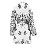 White Paisley Bandana Print Women's Bathrobe
