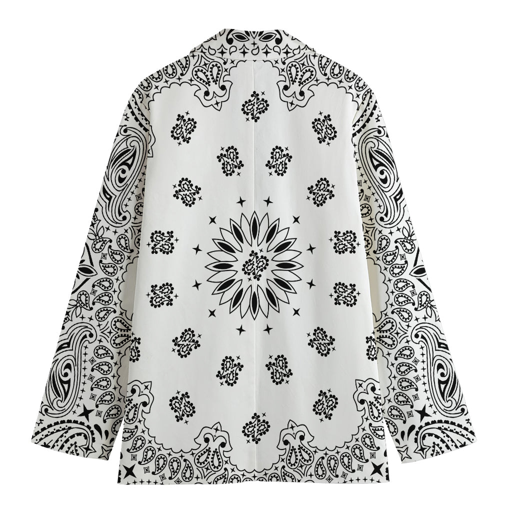 White Paisley Bandana Print Women's Blazer