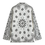 White Paisley Bandana Print Women's Cotton Blazer