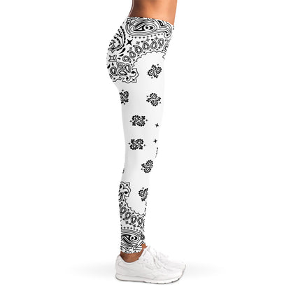 White Paisley Bandana Print Women's Leggings