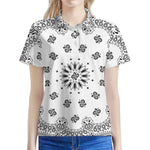 White Paisley Bandana Print Women's Polo Shirt