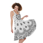 White Paisley Bandana Print Women's Sleeveless Dress