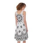 White Paisley Bandana Print Women's Sleeveless Dress