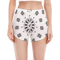 White Paisley Bandana Print Women's Split Running Shorts
