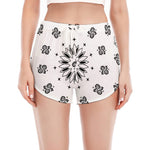White Paisley Bandana Print Women's Split Running Shorts