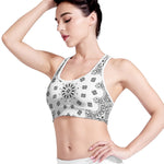 White Paisley Bandana Print Women's Sports Bra