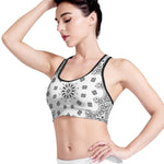 White Paisley Bandana Print Women's Sports Bra