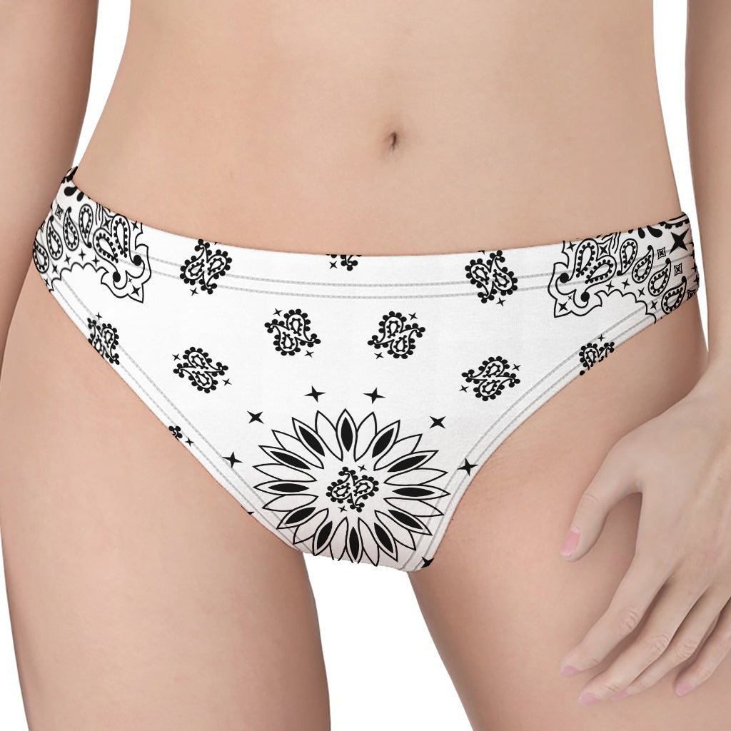 White Paisley Bandana Print Women's Thong