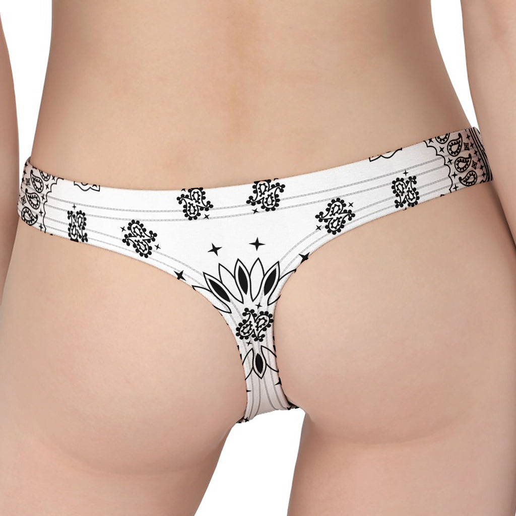 White Paisley Bandana Print Women's Thong