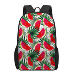 White Palm Leaf Watermelon Pattern Print 17 Inch Backpack