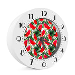White Palm Leaf Watermelon Pattern Print Alarm Clock