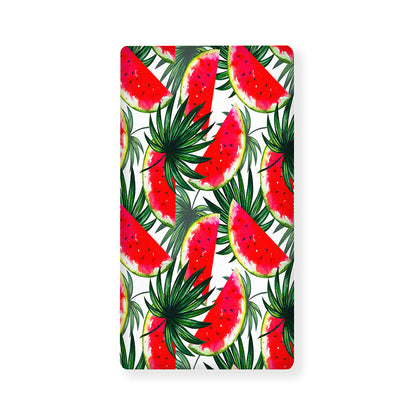 White Palm Leaf Watermelon Pattern Print Baby Crib Sheet