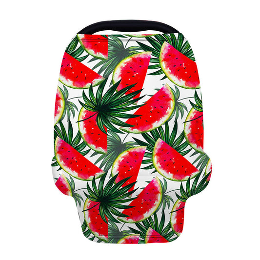 White Palm Leaf Watermelon Pattern Print Baby Seat Cover