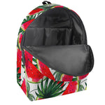 White Palm Leaf Watermelon Pattern Print Backpack