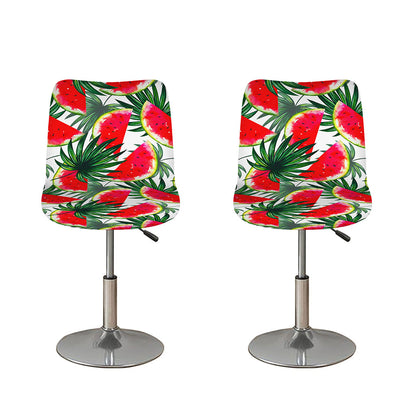 White Palm Leaf Watermelon Pattern Print Bar Stool Covers