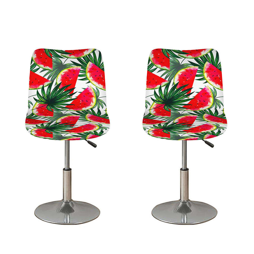 White Palm Leaf Watermelon Pattern Print Bar Stool Covers
