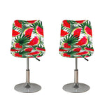 White Palm Leaf Watermelon Pattern Print Bar Stool Covers