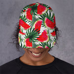 White Palm Leaf Watermelon Pattern Print Baseball Cap