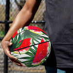 White Palm Leaf Watermelon Pattern Print Basketball