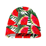 White Palm Leaf Watermelon Pattern Print Beanie
