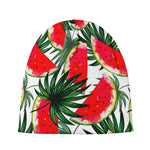 White Palm Leaf Watermelon Pattern Print Beanie