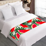 White Palm Leaf Watermelon Pattern Print Bed Runner