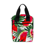 White Palm Leaf Watermelon Pattern Print Bible Tote Bag