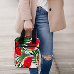 White Palm Leaf Watermelon Pattern Print Bible Tote Bag