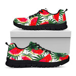 White Palm Leaf Watermelon Pattern Print Black Running Shoes