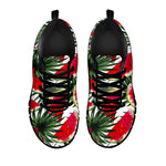 White Palm Leaf Watermelon Pattern Print Black Running Shoes