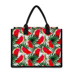 White Palm Leaf Watermelon Pattern Print Canvas Tote Bag