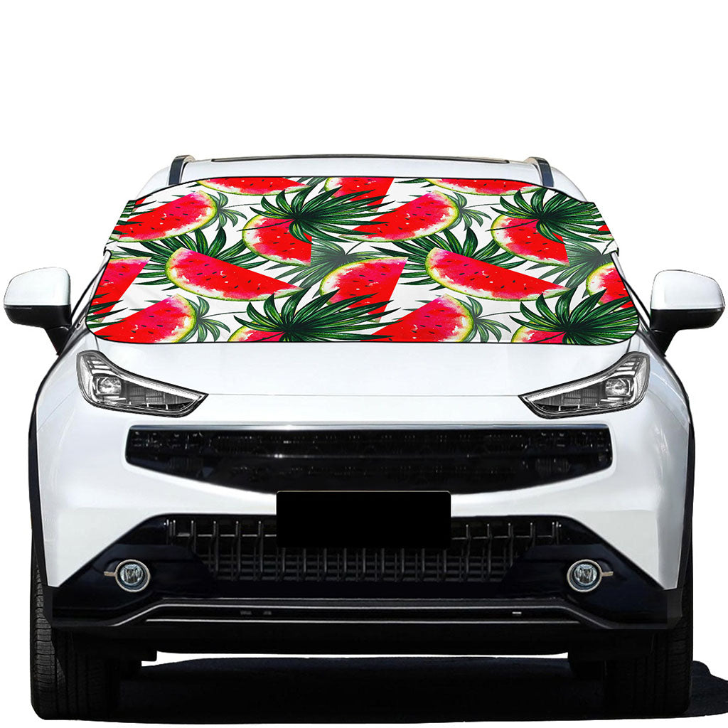 White Palm Leaf Watermelon Pattern Print Car Windshield Snow Cover