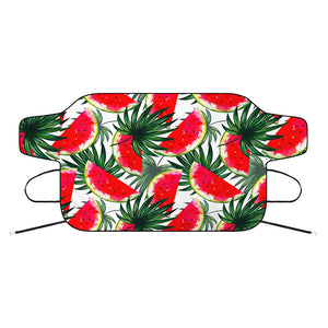 White Palm Leaf Watermelon Pattern Print Car Windshield Snow Cover