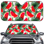 White Palm Leaf Watermelon Pattern Print Car Windshield Sun Shade