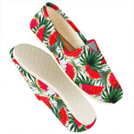 White Palm Leaf Watermelon Pattern Print Casual Shoes