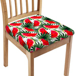White Palm Leaf Watermelon Pattern Print Chair Cushion Cover