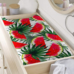White Palm Leaf Watermelon Pattern Print Changing Pad Cover